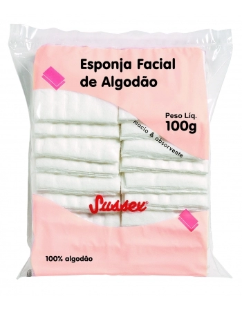 ALGODÃO SUSSEX ESPONJA LIMPEZA FACIAL 100G