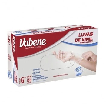 LUVA VINIL S/ PO VABENE G - 100UN
