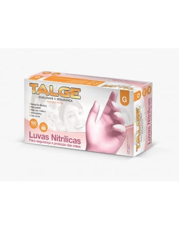 LUVA NITRILO ROSA G TALGE - 100UN