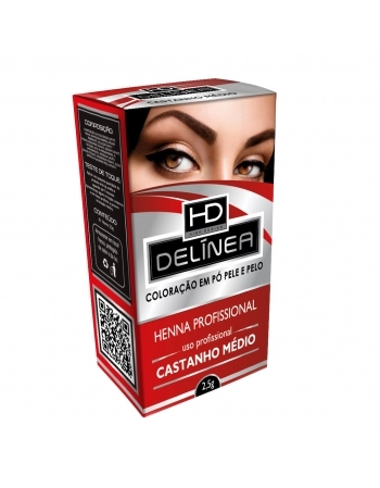HENNA PROFISSIONAL PARA SOBRANCELHA DELINEA CASTANHO MÉDIO 2,5G 61007