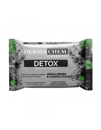LENÇO DEMAQUILANTE DETOX COM ARGILA PRETA DERMACHEM C/ 25UN 06073
