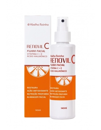 RENOVIL C FLUÍDO FACIAL CONCENTRADO DE VITAMINA C + VITAMINA E + ÁCIDO HIALURÔNICO A RAINHA 140ML