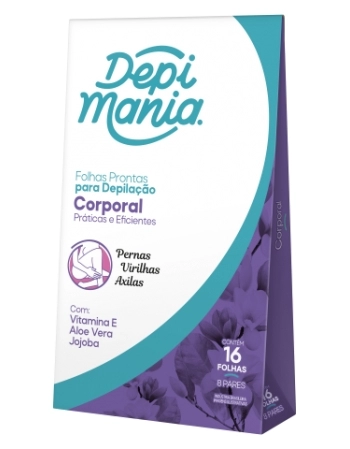 FOLHAS PRONTAS PARA DEPILAÇÃO CORPORAL DEPIMANIA - 16UN