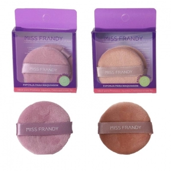 ESPONJA MAQUIAGEM REDONDA VELUDO MISS FRANDY E24-0527 C/ 2 UN