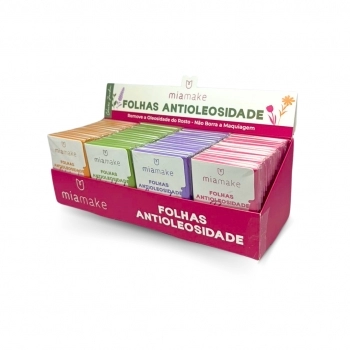 FOLHAS FACIAIS ANTIOLEOSIDADE MIA MAKE - DISPLAY C/ 64 UNIDADES