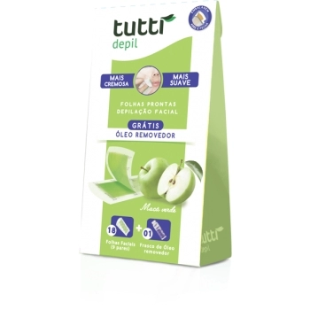 FOLHAS PRONTAS FACIAL MAÇA TUTTI DEPIL (09 PAR + 01 REMOV)