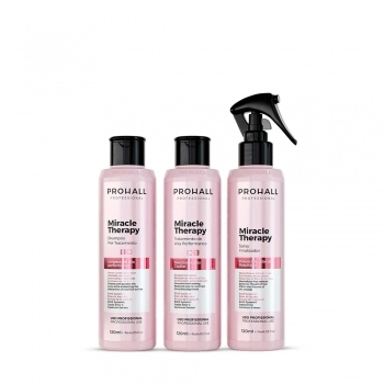 KIT SHAMPOO + SPRAY + RECONSTRUCAO MIRACLE THERAPY PROHALL 360ML