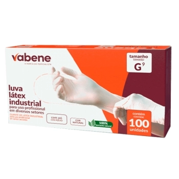 LUVA LATEX COM PÓ G VABENE - 100 UN