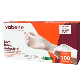 LUVA LATEX COM PÓ M VABENE - 100 UN