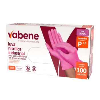 LUVA NITRILICA ROSA S/ PO VABENE P - 100 UN