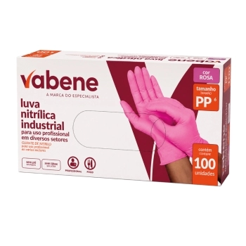 LUVA NITRÍLICA ROSA SEM PÓ PP - 100 UN