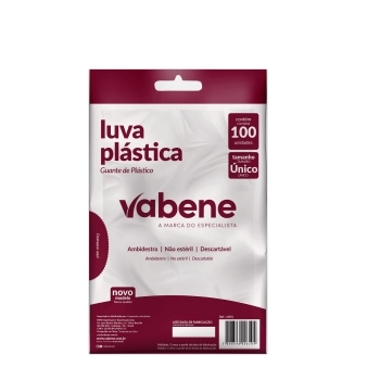 LUVA PLÁSTICA DESCARTÁVEL VABENE - 100UN