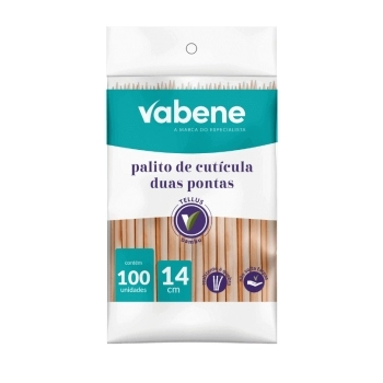 PALITO UNHA BAMBU PONTA DUPLA VABENE 14CM - 100 UN