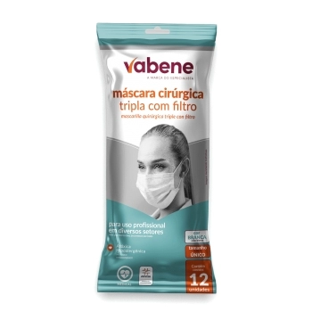 MÁSCARA DESCARTÁVEL TNT TRIPLA BRANCA VABENE - 12 UN