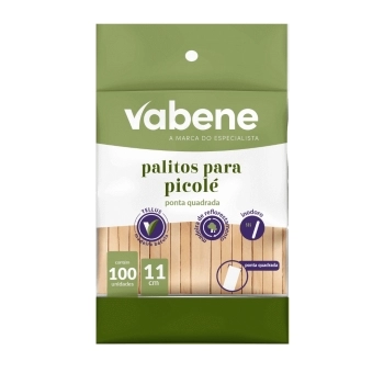 PALITO DE PICOLE MADEIRA 11CM VABENE - 100 UN