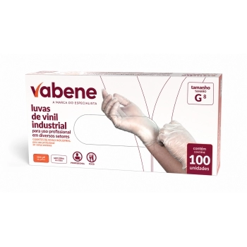 LUVA VINIL S/ PO VABENE G - 100UN